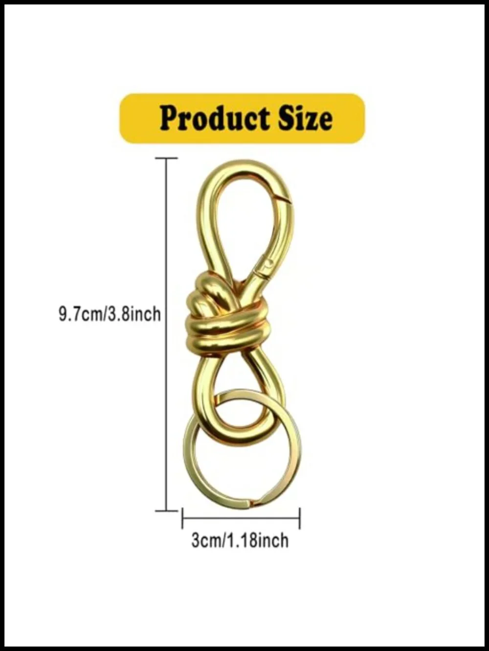 Gold Twist Knot Bag Charms Keychain 2Pcs D-Ring Purse Charm Heavy Duty Spring